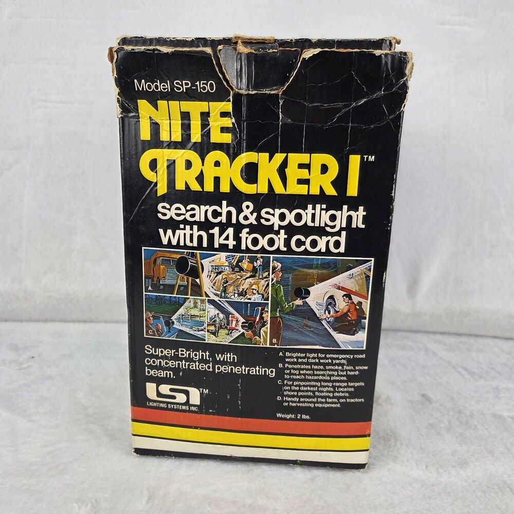 Vintage Nite Tracker I SP-150 Search Spotlight 14' Cord‎ Tested Working